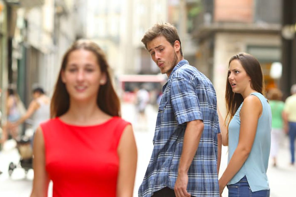 Distracted Boyfriend meme about Bowlcut