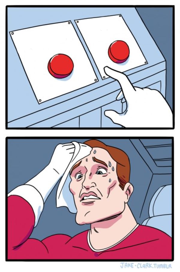 Two Buttons meme about Bowlcut